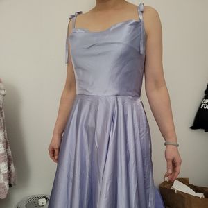 Lilac Cowl Neck Satin Prom Dress